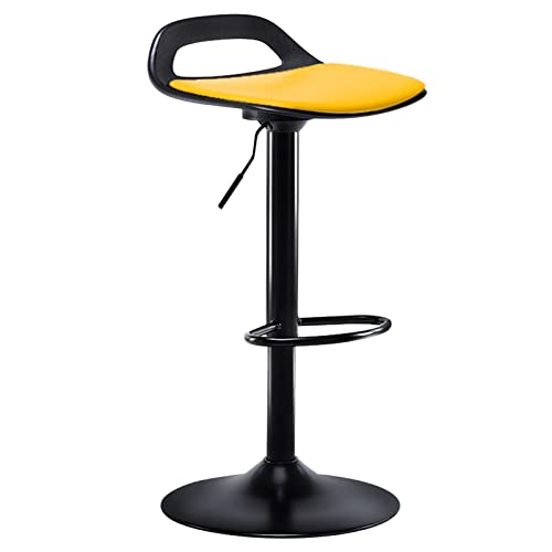 WXHLH Drehbarer Barstuhl, Kücheninselhocker mit ausgehöhlter PP-Rückenlehne, PU-Sitz, Fußstütze und Sockel, höhenverstellbar 60–80 cm (Farbe: Gelb) wwyy von WXHLH