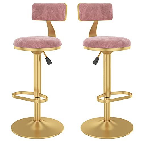 WXHLH Esszimmerstühle, 2er-Set, Barhocker, Moderne Möbel, Restaurant-Inselhocker mit Rückenlehne und Sockel, verstellbar 60–80 cm (Farbe: Rosa) wwyy von WXHLH