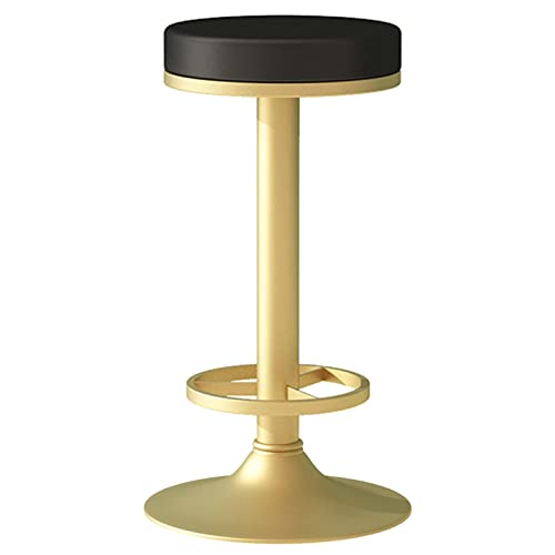 WXHLH Modern Stools Beauty Salon Makeup Barstuhl mit PU-Kissen, goldenem Beinring, Fußstütze und Sockel, Sitzhöhe 70 cm (Farbe: Schwarz) wwyy von WXHLH