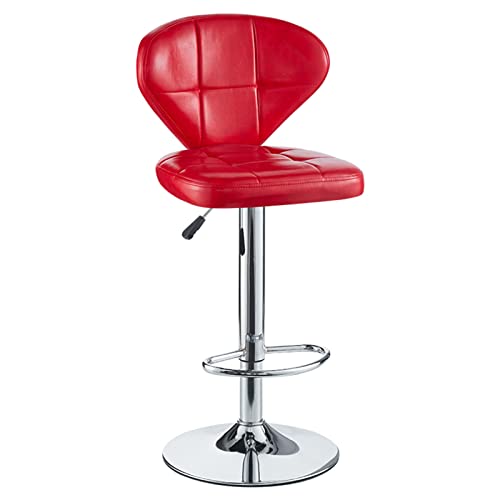 WXHLH Moderner, einfacher, um 360° drehbarer Barstuhl aus Schmiedeeisen, Hocker für Zuhause, Café, Rezeption, PU-Drehstuhl, Sitzhöhe 60–80 cm (Farbe: Rot) wwyy von WXHLH
