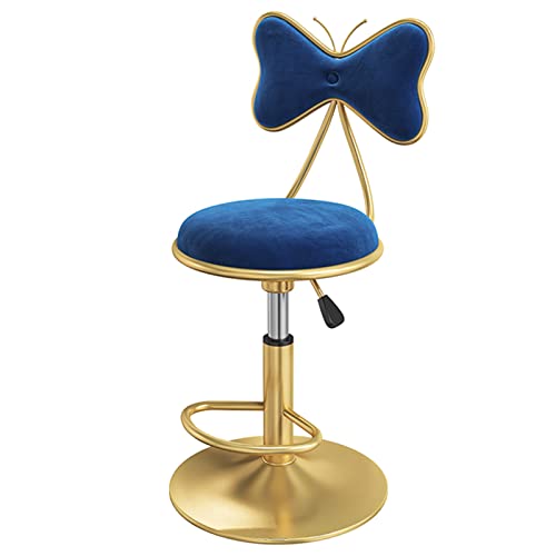 WXHLH Moderner Hubdrehstuhl Barhocker Company Beauty Salons mit Schmetterlingsrückenlehne, goldenen Hockerbeinen und Sockel, verstellbar 40–55 cm (Farbe: Blau) wwyy von WXHLH