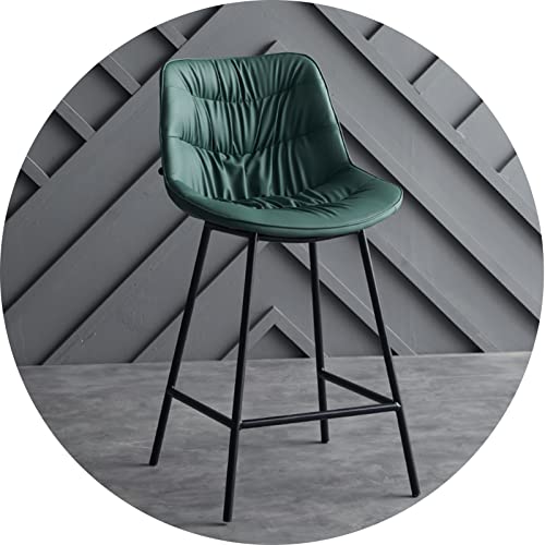 WXHLH Retro-Stuhl, Barhocker mit Fußstütze aus Metall, Barhocker für den Empfang im Schönheitssalon, Esszimmer-Barhocker aus PU-Leder und Beine aus Karbonstahl (Größe: 75 cm, Farbe: Grün) wwyy von WXHLH