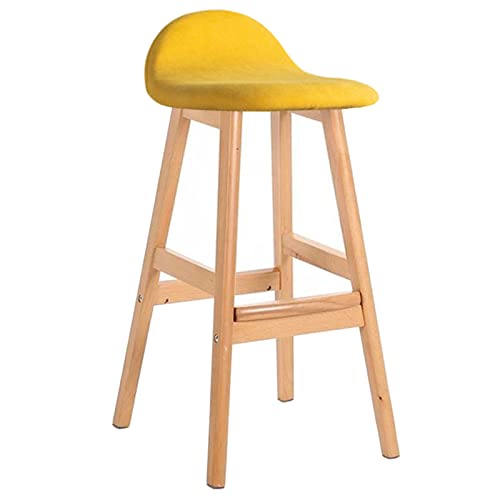 WXHLH Retro-Stuhl aus Massivholz für Bar, Café, Restaurant, Hocker mit Stoffkissen, verstärkten Pedalen und Fußmatte, Sitzhöhe 70 cm (Farbe: Gelb) wwyy von WXHLH