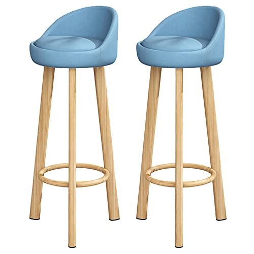WXHLH Stuhl-Barhocker, 2 Stück, Moderne Kücheninseln, Restaurant-Empfangshocker mit Rückenlehne und Hockerbeinen aus Karbonstahl (Größe: 70 cm, Farbe: Blau) wwyy von WXHLH