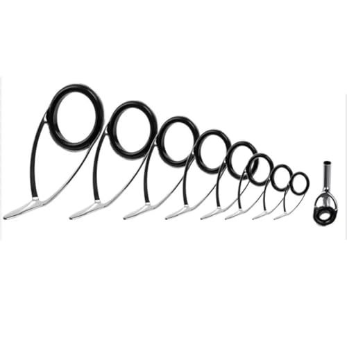 WYFDMNN Köderführungsring 9Pcs Angelrute Top Ring Spitze Auge Guide Reparatur Gebäude Edelstahl Kit Fit for Angelruten Meer Angelruten Reparatur Kit Angelrutenführungen(Color:A) von WYFDMNN