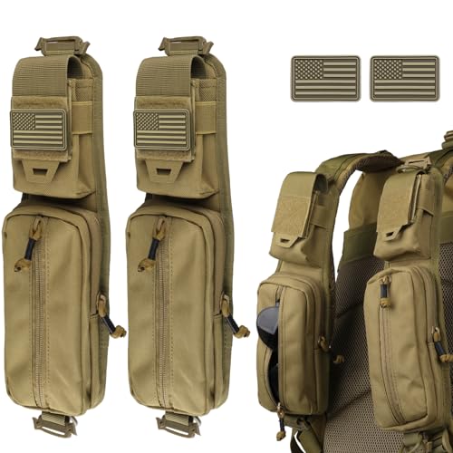 WYNEX MOLLE-Zubehörtasche mit zwei Versionen, Rucksackgurt, Tasche, Schultergurt, MOLLE-Befestigung, taktisches Zubehör, Reißverschlusstasche, zusätzlicher Handyhalter für Kompassflasche von WYNEX