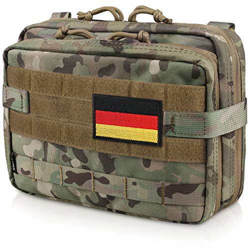WYNEX Tactical Large Admin Pouch im Double Layer Design, Molle EDC EMT Utility Pouch mit Map Sleeve Modulare Tool Pouch Große Kapazität Flag Patch inklusive von WYNEX