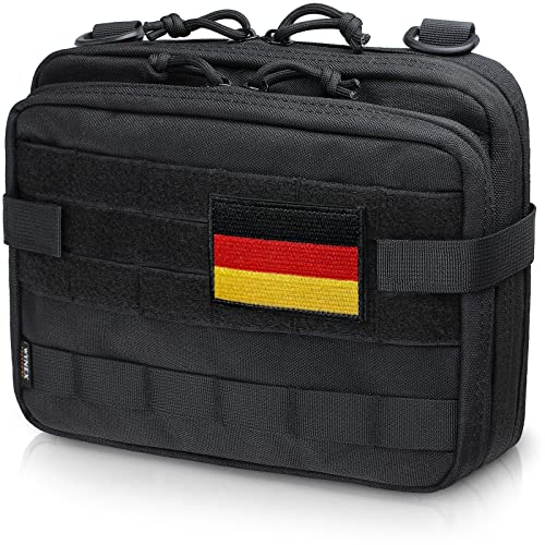 WYNEX Tactical Large Admin Pouch im Double Layer Design, Molle EDC EMT Utility Pouch mit Map Sleeve Modulare Tool Pouch Große Kapazität Flag Patch inklusive von WYNEX