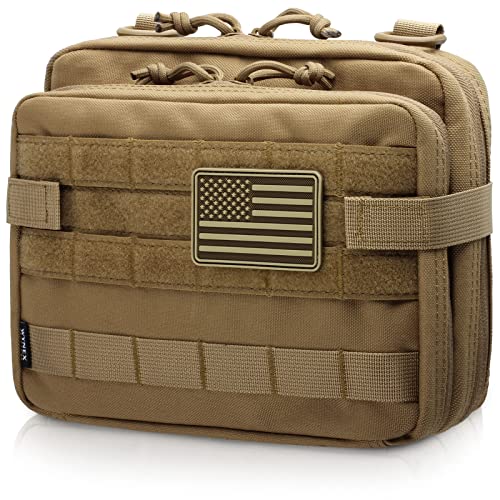 WYNEX Tactical Large Admin Pouch of Double Layer Design, Molle EDC EMT Utility Pouch with Map Sleeve Modular Tool Pouch Large Capacity Flag Patch Included von WYNEX