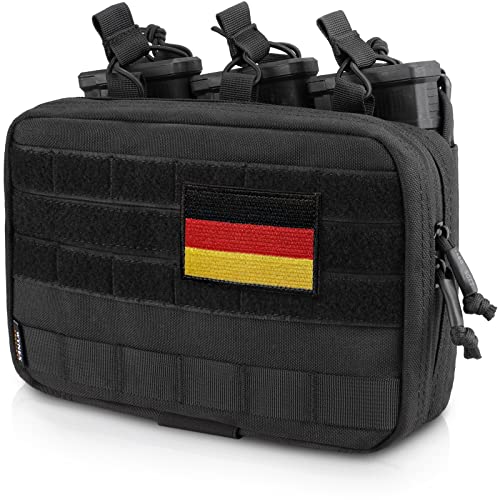 WYNEX Tactical Mag Admin Pouch, Molle Utility Tool Pouch Medical EMT Organizer mit Triple Stacker Magazine Holder für M4 M18 Patch enthalten von WYNEX