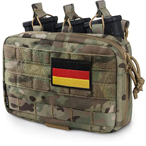 WYNEX Tactical Mag Admin Pouch, Molle Utility Tool Pouch Medical EMT Organizer mit Triple Stacker Magazine Holder für M4 M19 Patch enthalten von WYNEX