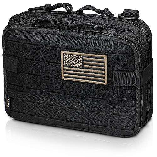 WYNEX Tactical Molle Admin-Tasche im lasergeschnittenen Design, Utility-Taschen Molle-Aufsatz Military Medical EMT Organizer mit Kartentasche EDC EMT-Pack IFAK-Werkzeughalter Universeller von WYNEX