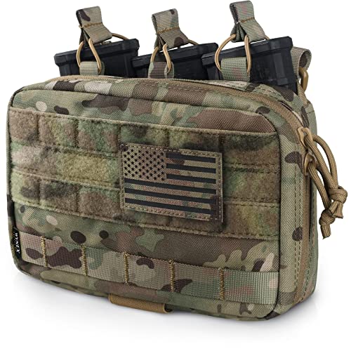WYNEX Taktische Mag Admin-Tasche, Molle-Werkzeugtasche, medizinischer EMT-Organizer mit dreifachem Stapler Magazinhalter für M4 M16, Patch im Lieferumfang enthalten, CP Camo von WYNEX