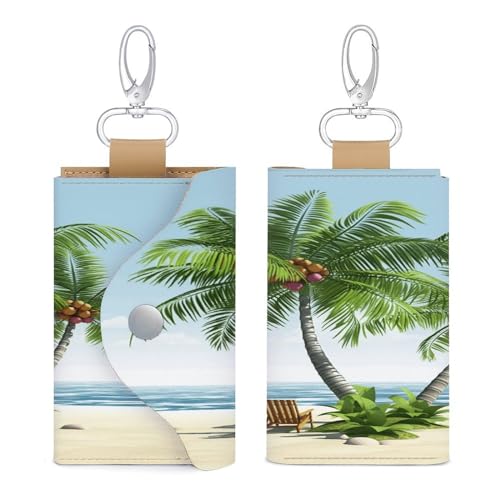 WYUSPGK Schlüsseltasche aus Leder, tropischer Palmen-Druck, schicker Schlüsselhalter, Alltags-Schlüsseltasche, multifunktionale Schlüsseltasche, praktische Schlüsseltasche, Stil, Einheitsgröße, Stil:, WYUSPGK Schlüsseltasche aus Leder, tropischer Palmen-Druck, schicker Schlüsselhalter, Alltags-Schlüsseltasche, multifunktionale Schlüsseltasche, praktische Schlüsseltasche, Stil, Einheitsgröße, Stil:, von WYUSPGK