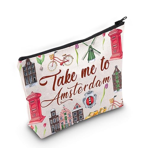 WZMPA Amsterdam Niederlande Reise Kosmetiktasche Amsterdam Souvenir Geschenk Take Me To Amsterdam Zipper Pouch Bag Amsterdam Travel Merchandise, Nehmen Sie Amsterdam, Fit von WZMPA