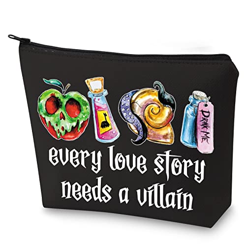 WZMPA Evil Queen Kosmetiktasche, Halloween, Bösewicht, inspiriertes Geschenk, jede Liebesgeschichte braucht eine Bösewicht mit Reißverschluss für Frauen und Mädchen, Every Love Story, Passform von WZMPA