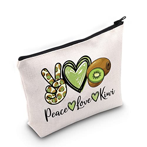 WZMPA Lustige Kiwi Kosmetiktasche für Kiwi-Liebhaber, Geschenk für Frieden, Liebe, Kiwi, Make-up-Tasche mit Reißverschluss, Peace Kiwi von WZMPA