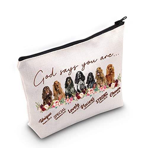 WZMPA Make-up-Tasche für CockerSpaniel-Liebhaber, Geschenk für Cocker Spaniel-Liebhaber, Geschenk God Says You Are Unique Special Lovely Precious Strong Cocker Spaniel mit Reißverschluss für Damen von WZMPA