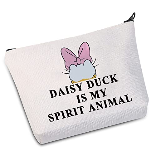 WZMPA Make-up-Tasche mit Entenmotiv, Gänseblümchen-Design, Geschenk "Duck Is My Spirit", Tier-Make-up-Tasche mit Reißverschluss für Frauen und Mädchen, Gänseblümchen-Geist von WZMPA