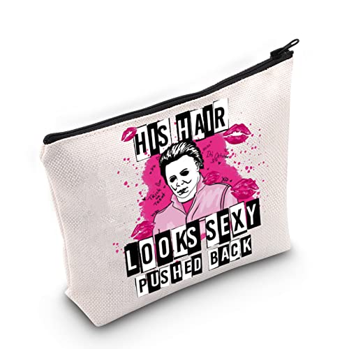 WZMPA Michael Horror-Film-Kosmetiktasche, Michael Killer-Fans, Geschenke für sein Haar, sieht sexy aus, Reißverschluss-Tasche für Horrorfilm-Liebhaber, Das Haar sieht sexy aus, Passform von WZMPA