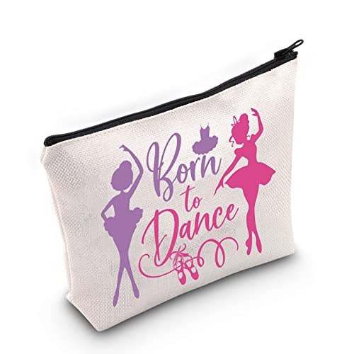 WZMPA Kosmetiktasche für Tänzerinnen und Tanzliebhaber, Geschenk für Make-up, mit Reißverschluss, für Tanzteam, Tanzlehrer, Born to Dance von WZMPA