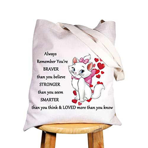 WZMPA The Aristocats Kosmetiktasche mit Reißverschluss, inspiriert von Marie, Aufschrift "You Are Braver Stronger Smarter Than You Think Marie", für Frauen und Mädchen, Always Aristocat Tragetasche von WZMPA