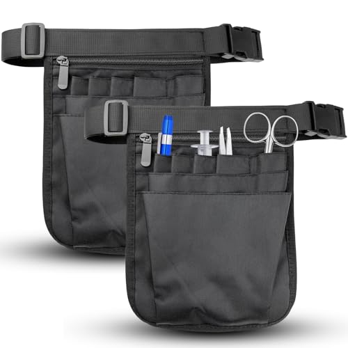 WZYTEU 2 Stück Krankenschwester Tasche, Nurse Bag mit Verstellbarem Gürtel für Arbeit, Krankenschwester, Barbier, Vet(Schwarz, 25 × 17 cm) von WZYTEU