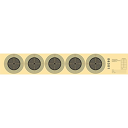 Zielscheiben Luftgewehrstreifen Schießscheiben Spezialkarton Nummeriert für 10 Meter Schießen 5 Scheiben (100 Stück / 1000 Stück) von Waffenpflegewelt