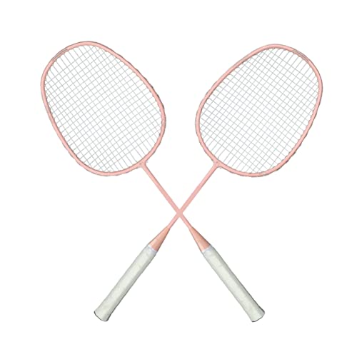 Wakects Badmintonschläger Sport 2er Set,Federballschläger Straight Beat Glassy Carbon Alloy Badminton Racket mit Anti-Rutsch-Griff und Schlägertasche für Anfänger,Rosa K169 von Wakects