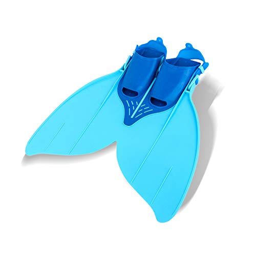 Wakects Meerjungfrauenflosse zum Schwimmen, Meerjungfrauenschwanzform, geeignet für Erwachsene und Kinder, verstellbare Monoflosse 34-40, Blau von Wakects