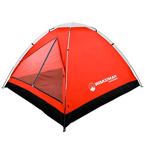 2-Person Tent, Water Resistant Dome Tent for Camping with Removable Rain Fly and Carry Bag, Lost River 2 Person Tent by Wakeman Outdoors (Red/Gray) (75-CMP1021) von Wakeman