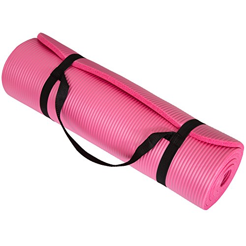 Extra Thick Yoga Mat- Non Slip Comfort Foam, Durable Exercise Mat For Fitness, Pilates and Workout With Carrying Strap By Wakeman Fitness (Pink) von Wakeman