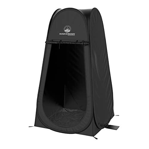 Wakeman Unisex-Erwachsene Pod Tragbares Pop-Up-Zelt mit Tragetasche – Faltbare Sichtschutzhülse für Duschen, Umziehen – ideal für Camping-Zubehör Outdoors (schwarz), 1-Person von Wakeman