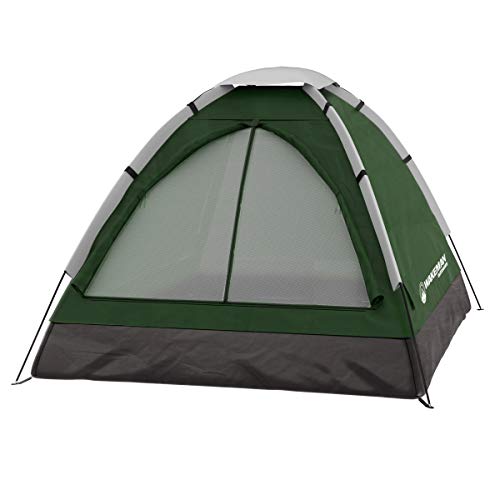 Wakeman Outdoor Zelt für 2 Personen mit Regenfliege und Tragetasche, leichtes Outdoor-Zelt für Rucksackreisen, Wandern oder Strand, Grün von Wakeman