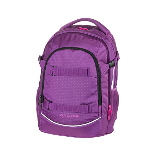 Walker 42041-053 - Schulrucksack Fame 2.0 "Uni Plum" mit 2 Fächern, Vorderfach mit Organizer, Seitentaschen, Schultasche inkl. Rücken-Polsterung, verstellbarem Schulter- und Brustgurt von Walker