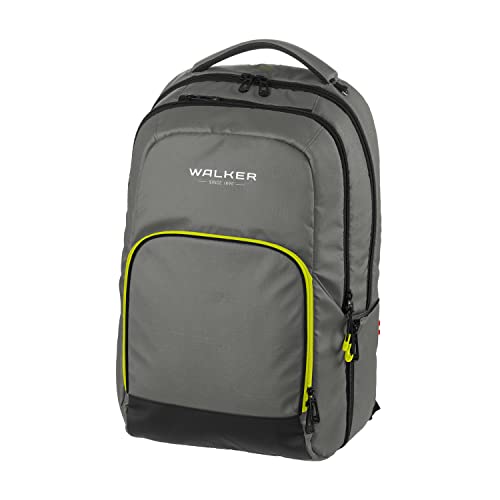 Walker 42128-375 - Schulrucksack College 2.0 "Steel Grey" mit 3 Fächern, Zipptasche, Seitentaschen, gepolsterten Rücken, verstellbaren Hüft-, Schulter- und Brustgurt von Walker