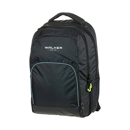 Walker 42128-380 - Schulrucksack College 2.0 "All Black" mit 3 Fächern, Zipptasche, Seitentaschen, gepolsterten Rücken, verstellbaren Hüft-, Schulter- und Brustgurt von Walker