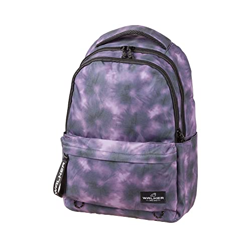 Walker 42261-259 - Rucksack Alpha Batik Violett mit 2 Fächern, Laptop-Fach, Seitentaschen, Rücken-Polsterung, verstellbare Schulter-Gurte, wasserabweisend, Backpack für Schule, Büro und Freizeit von Walker