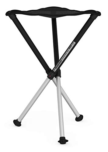 Walkstool - Modell Comfort - Schwarz und Silber - 3-Beiniger Klapphocker aus Aluminium - Sitzhöhe 65 cm - Klapphocker Faltbar, Belastbar mit 250 kg - Hergestellt in Schweden von Walkstool