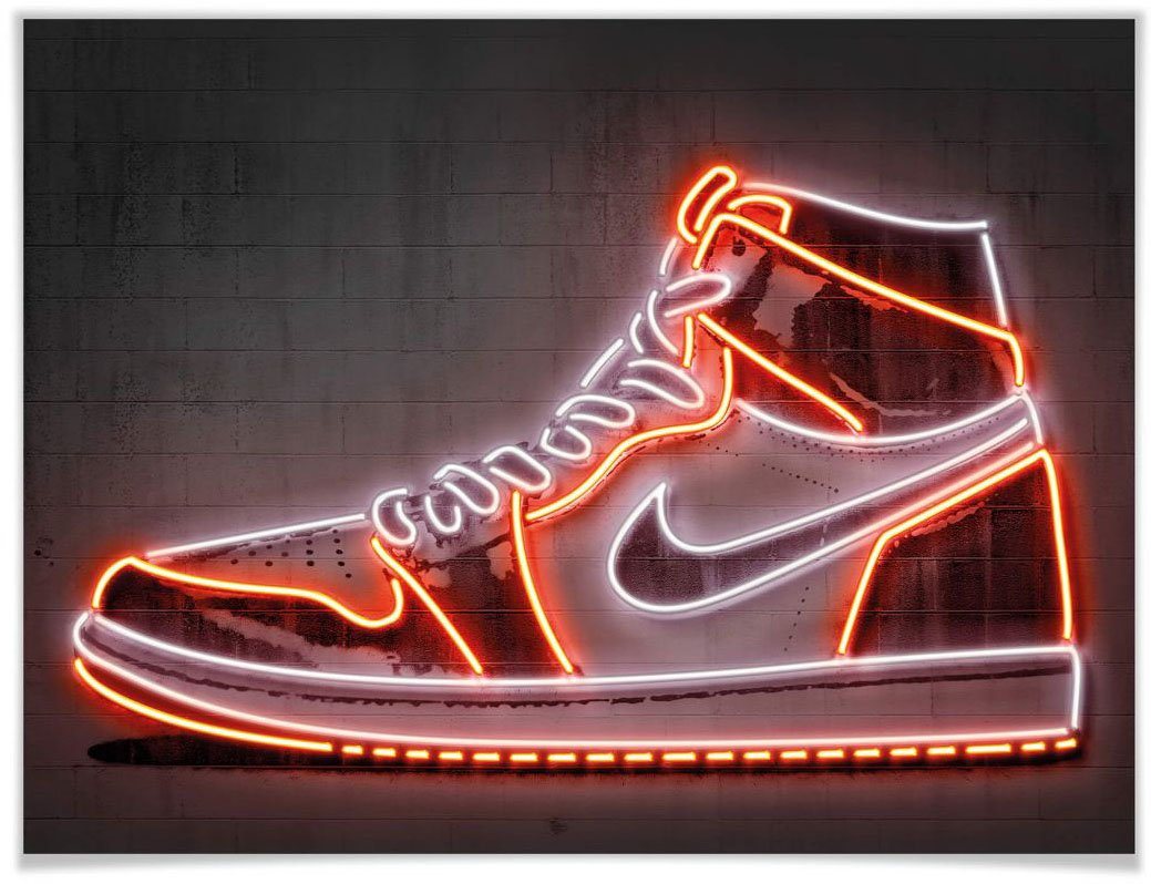 Wall-Art Poster Mielu Nike Schuh Neon Sneaker, Schuh (1 St), Poster ohne Bilderrahmen von Wall-Art