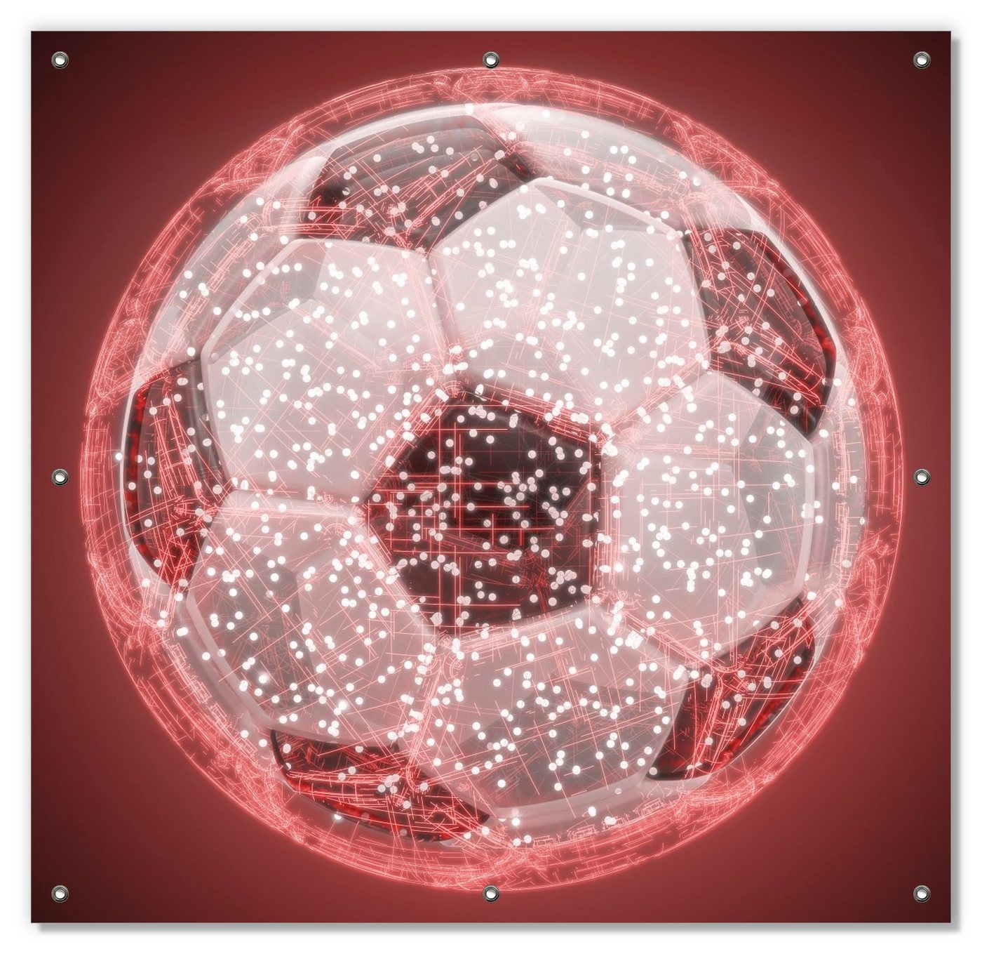 Sonnenschutz Fußball digital - Netzwerk in rot, Wallario, blickdicht, mit Saugnäpfen, wiederablösbar und wiederverwendbar von Wallario