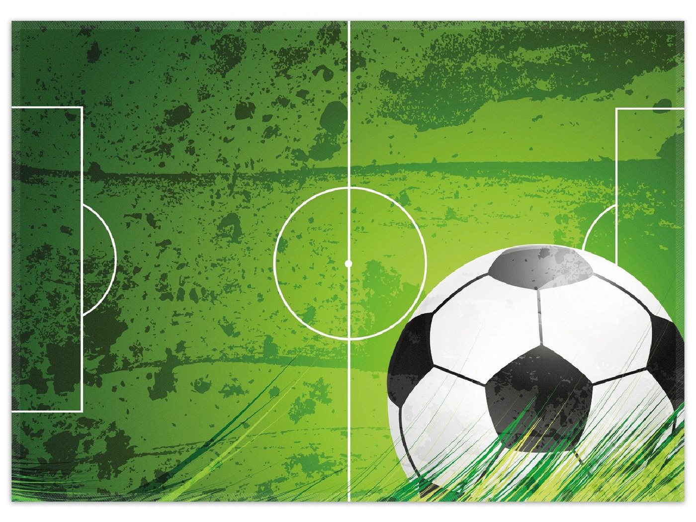 Teppich Fußball-Feld klassisch grün mit Ball, Wallario, rechteckig, rutschfest von Wallario