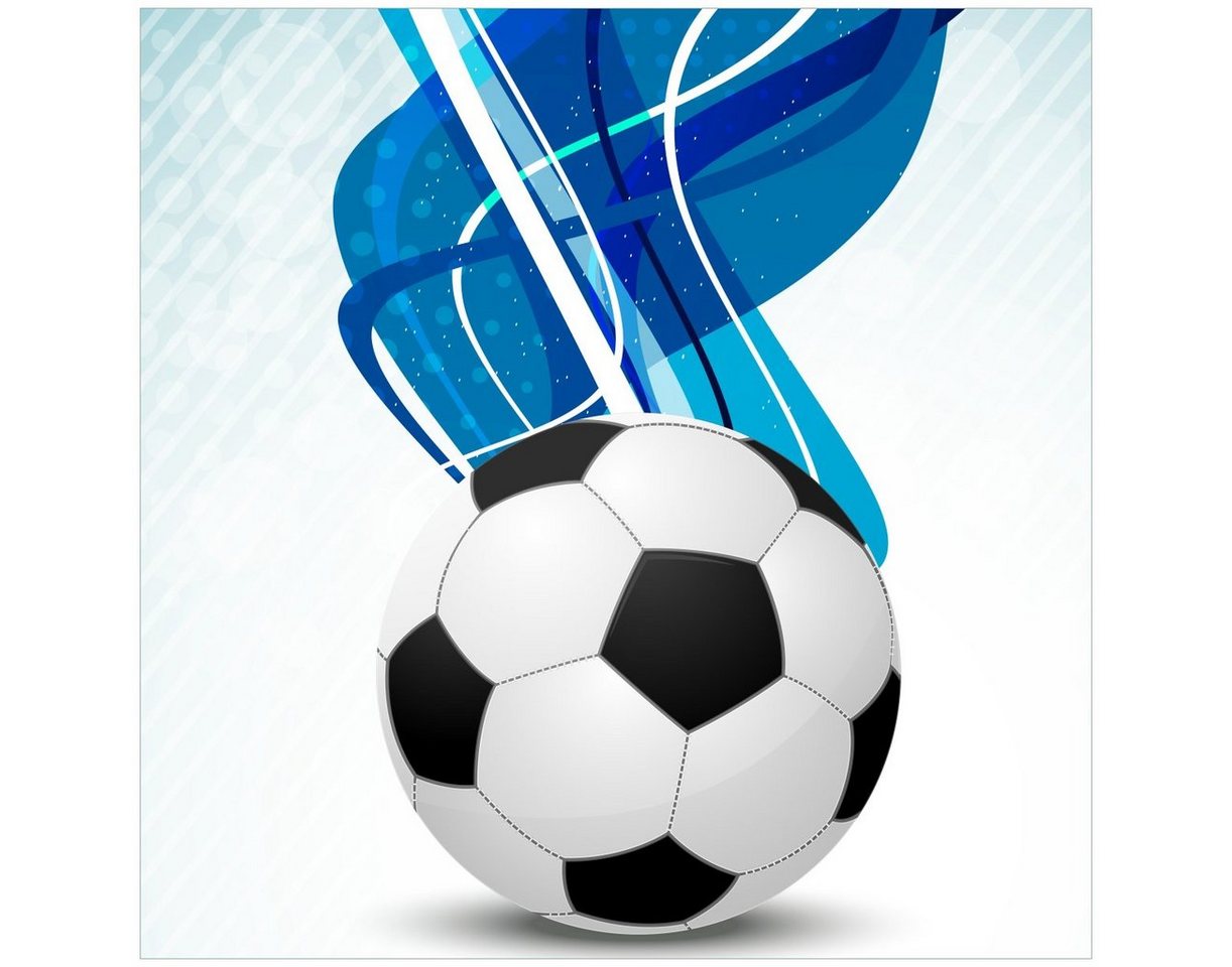 Wallario Acrylglasbild, Fußball Wellenmuster in blau weiß, in verschiedenen Ausführungen von Wallario