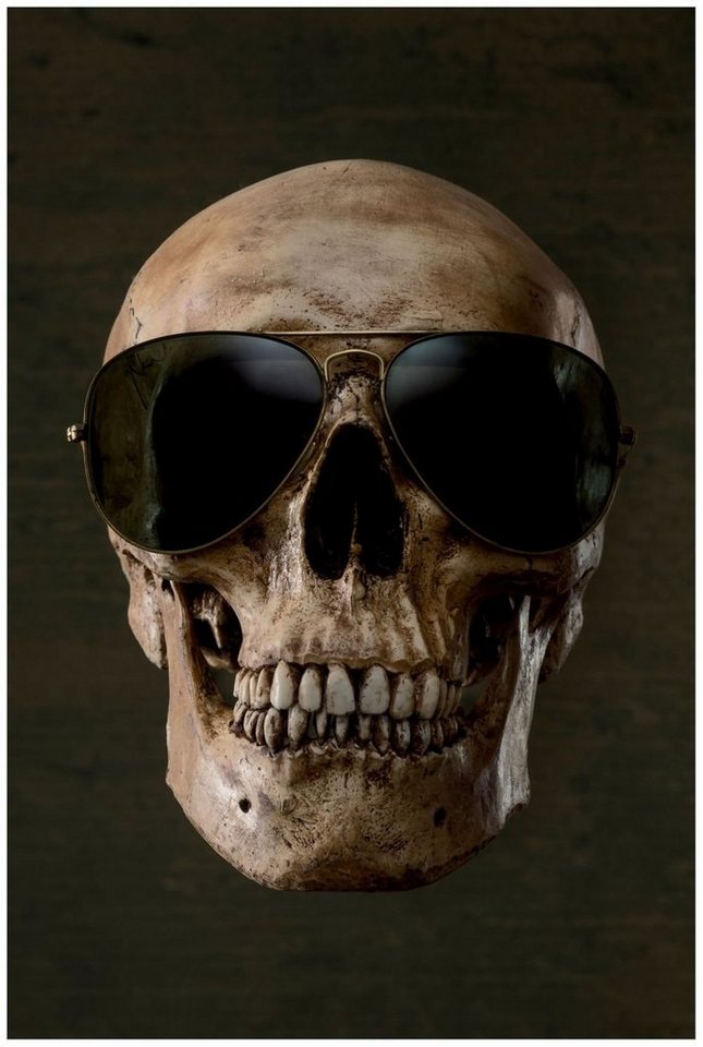 Wallario Acrylglasbild, Totenschädel mit cooler Sonnenbrille, in verschiedenen Ausführungen von Wallario
