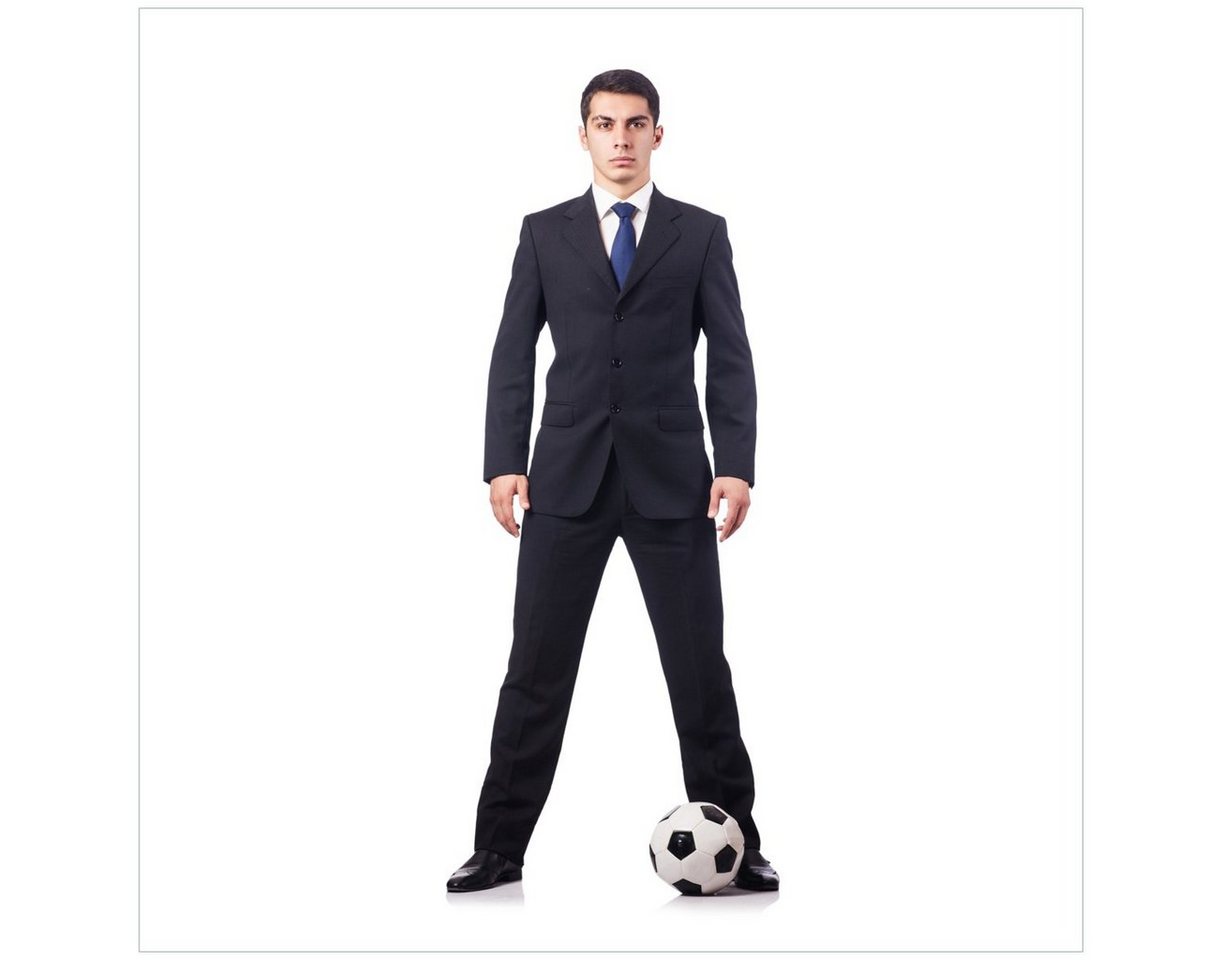 Wallario Glasbild, Fußball Business - Geschäftsmann mit Ball, in verschiedenen Ausführungen von Wallario