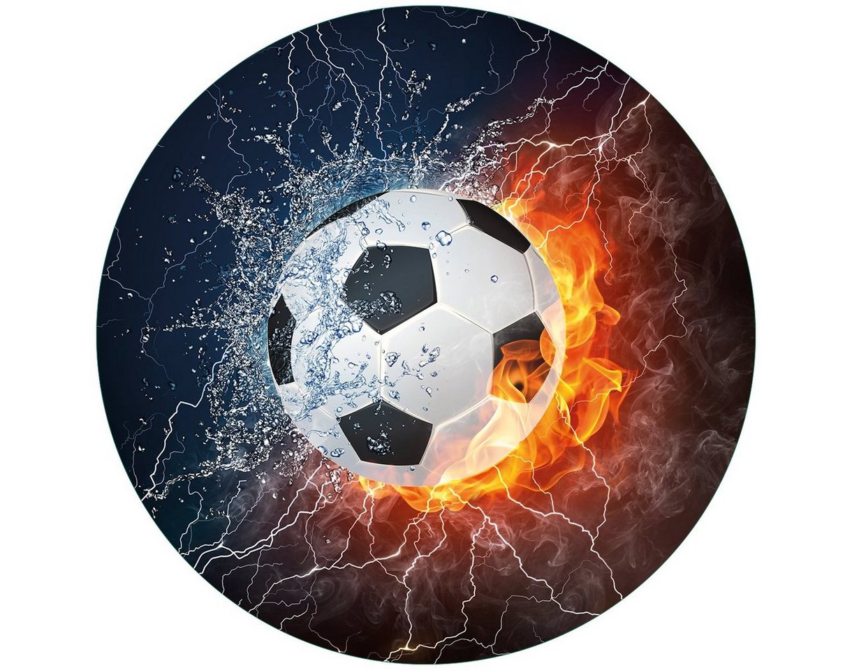 Wallario Glasbild, Fußball - Feuer und Wasser, in verschiedenen Ausführungen von Wallario