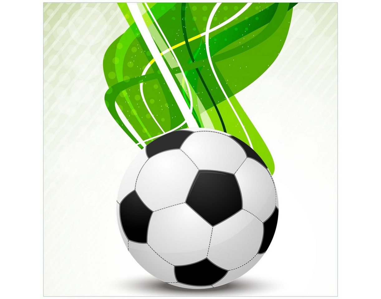 Wallario Glasbild, Fußball Wellenmuster in grün weiß, in verschiedenen Ausführungen von Wallario