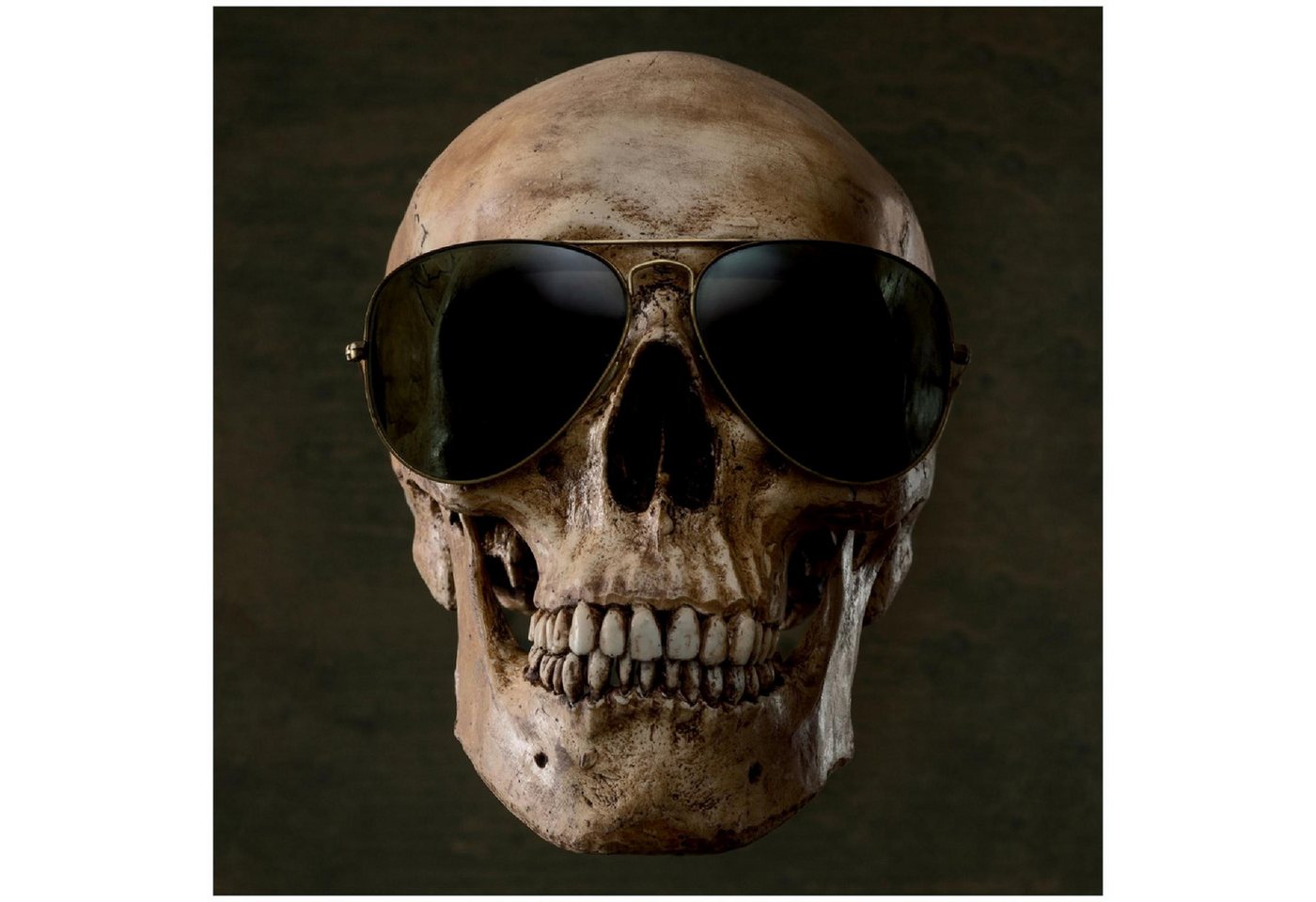 Wallario Glasbild, Totenschädel mit cooler Sonnenbrille, in verschiedenen Ausführungen von Wallario