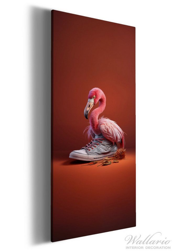 Wallario Leinwandbild, Flamingo im Sneaker, in verschiedenen Ausführungen von Wallario