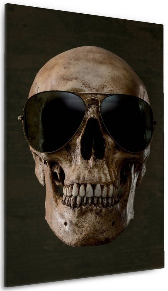 Wallario Leinwandbild, Totenschädel mit cooler Sonnenbrille, in verschiedenen Ausführungen von Wallario